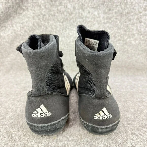 ✅ Mens 10.5 Adidas Wrestling High Top Athletic Shoes/Sneaker Black White Mesh - Picture 7 of 13